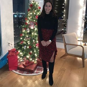 zara red leopard skirt